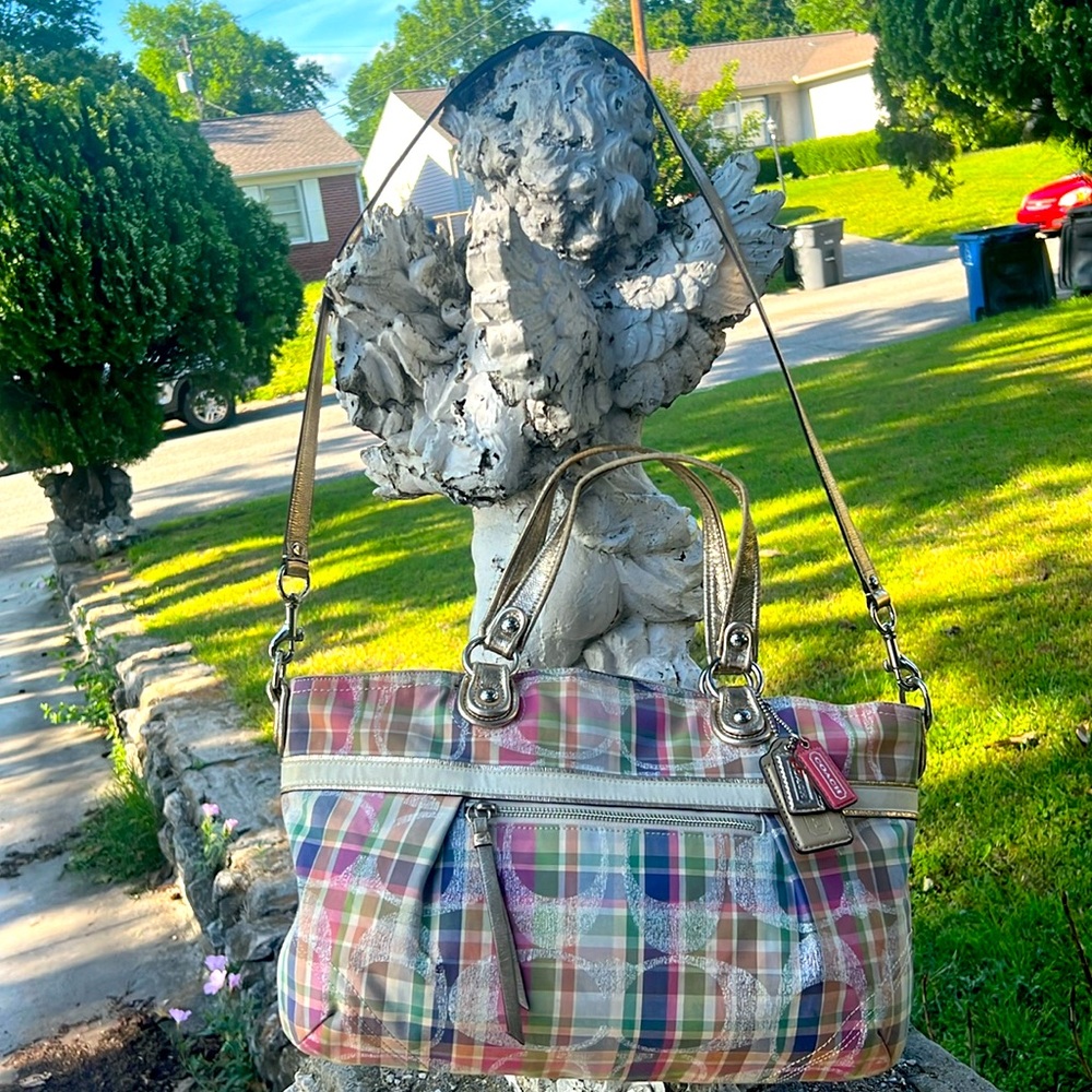 EUC Coach Sequin Madras Tote